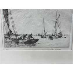 Arthur John Trevor Briscoe (British 1873-1943): Oyster Dredging, limited edition etching signed and numbered 56, 12.5cm x 17cm 