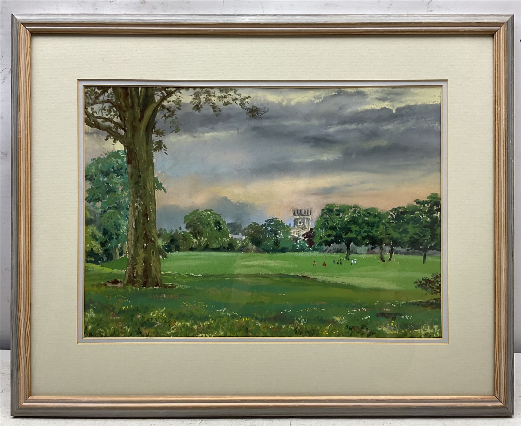 Mike Gunnell (British 20th Century): 'Hall Garth Park - Hornsea', pastel signed, titled verso 26cm x 37cm; English School (Contemporary): A Squirrel's Feast, pastel indistinctly signed 34cm x 25cm (2)