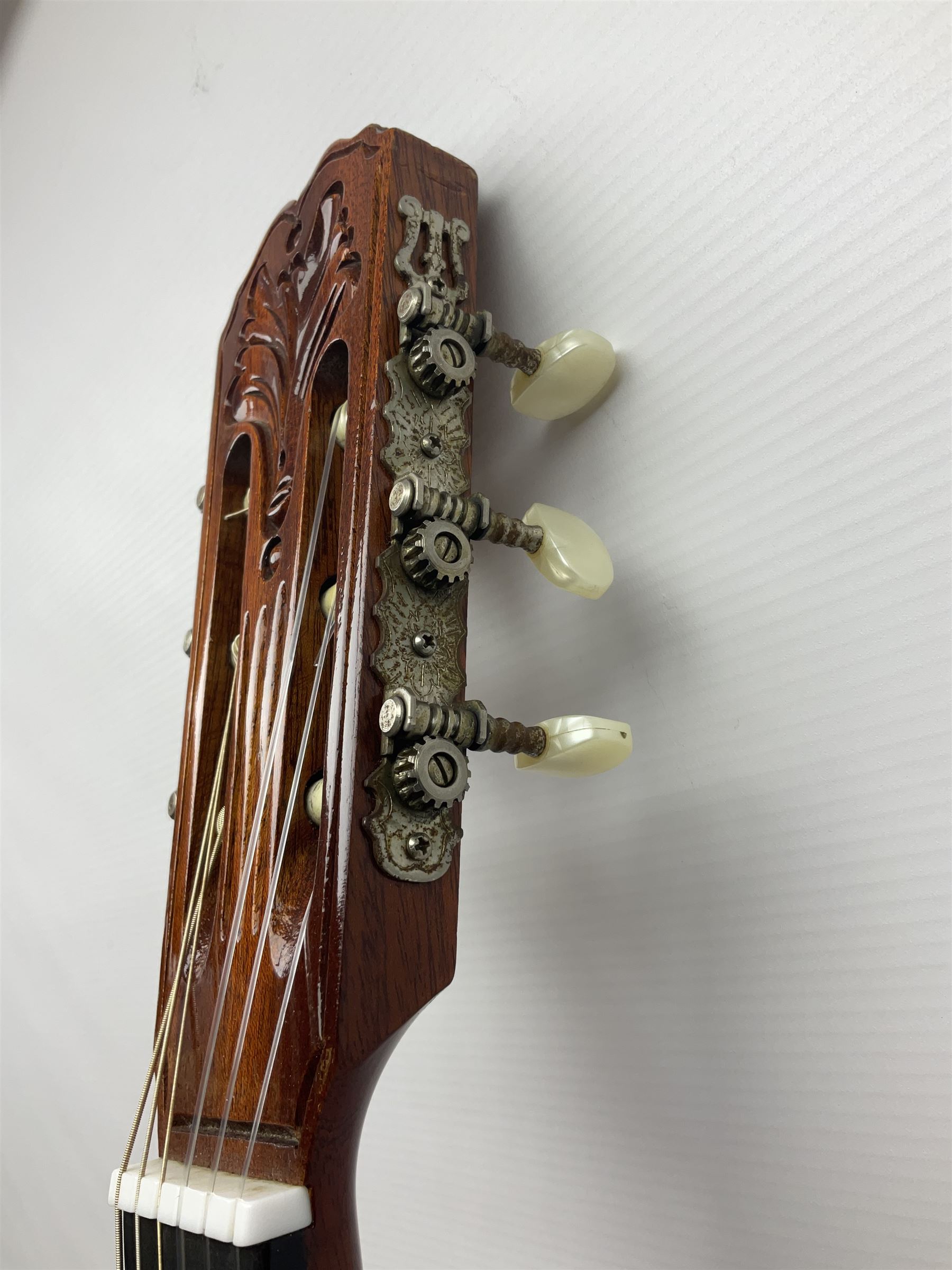 Harmony Model H6360 acoustic guitar in mahogany with spruce top, L103cm overall; and 1970s B&M (Barnes & Mullins) Concert Grande acoustic guitar, L101.5cm overall; each in hard carrying case (2)