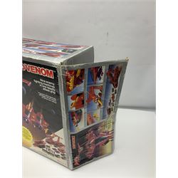 Two 1980s Bluebird Manta Force spaceship playsets - Red Venom and Entire Space Battle Force in one Gigantic Ship; both boxed with instructions.; and quantity of spare figures