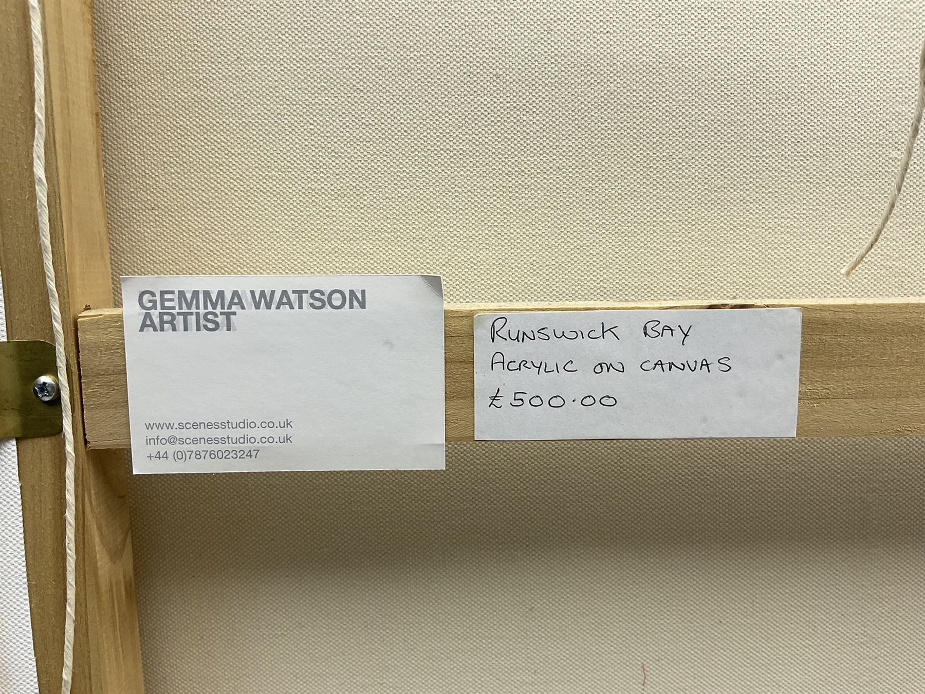 Gemma Watson (British Contemporary): Lady Palmer's Cottage Runswick Bay, acrylic on canvas signed, titled with artist's Studio Card verso 66cm x 101cm 