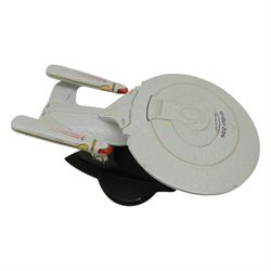 Two Paramount Pictures Star Trek die cast models, comprising USS Enterpirse NCC-1701-D and 25th Anniversary Edition USS Enterprise NCC-1701, both with stands