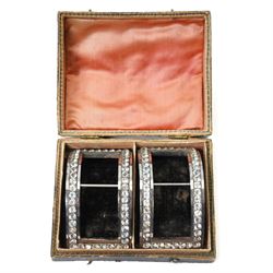 Pair of Georgian paste set buckles, cased, W7cm 