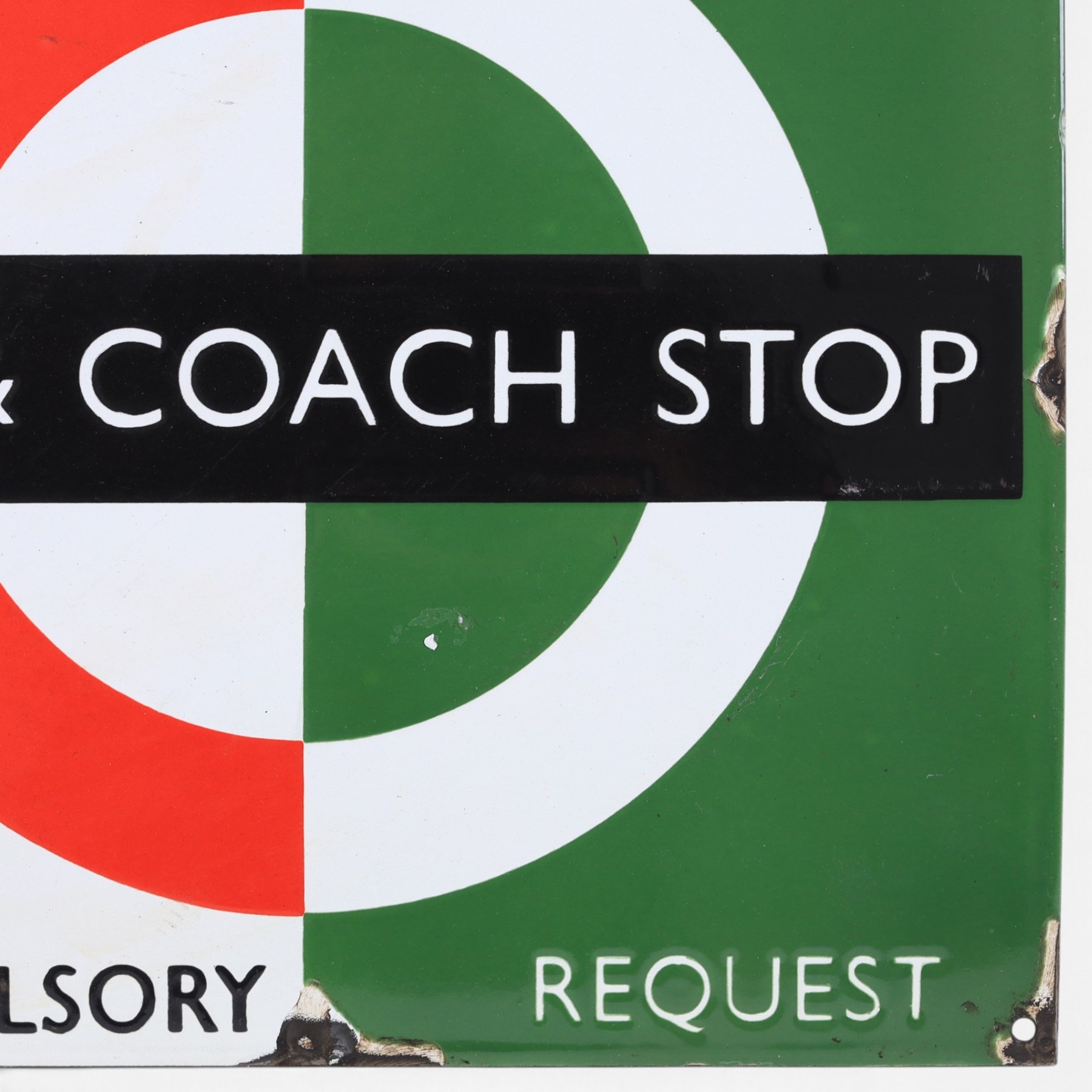 Reproduction enamel sign 'Bus & Coach Stop', H33cm