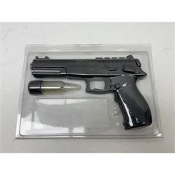 Marksman 1018 spring action BB pistol, serial no.121912951321, L27cm in original packaging with ball dispenser; and KWC .177 cal. CO2 revolver, serial no.31128882, L31cm (2)  NB: AGE RESTRICTIONS APPLY TO THE PURCHASE OF AIR WEAPONS.