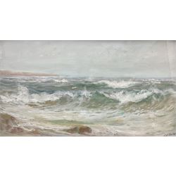 John Falconar Slater (British 1857-1937): Waves on the North East Coast, gouache signed 29cm x 52cm