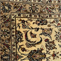 Kashan Persian runner, hand knotted, with floral and arabesque pattern on ivory background