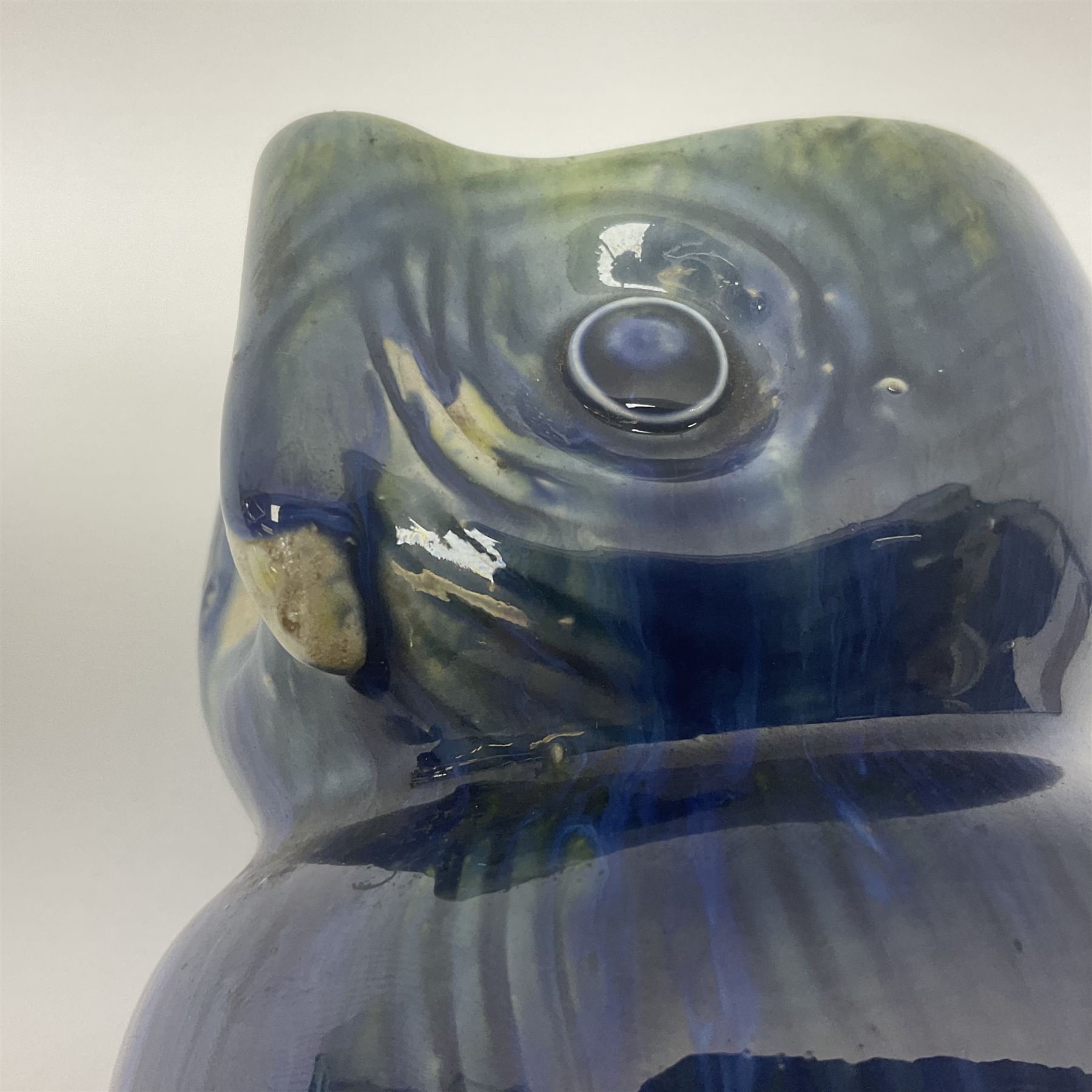 Bourne Denby Danesby Ware novelty owl jug, Electric Blue drip glazed, H15cm