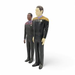 Four Bandai Playmates Star Trek Interspace Mini Playsets, comprising Romulan Warbird, Borg Ship, U.S.S Stargazer Starship and Collector's Edition Personal Communicator collector's no. 059464, together with a Bandai Playmates Star Trek Star Fleet Command International Edition Captain James Kirk Mr Spock In Interphase, all boxed or carded, together with two loose Star Trek figures