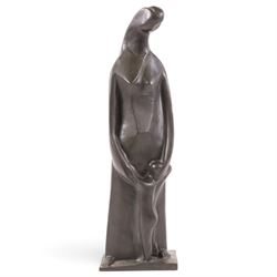 Modernist School (mid-20th century) - bronze cast sculpture depicting mother and child, si...