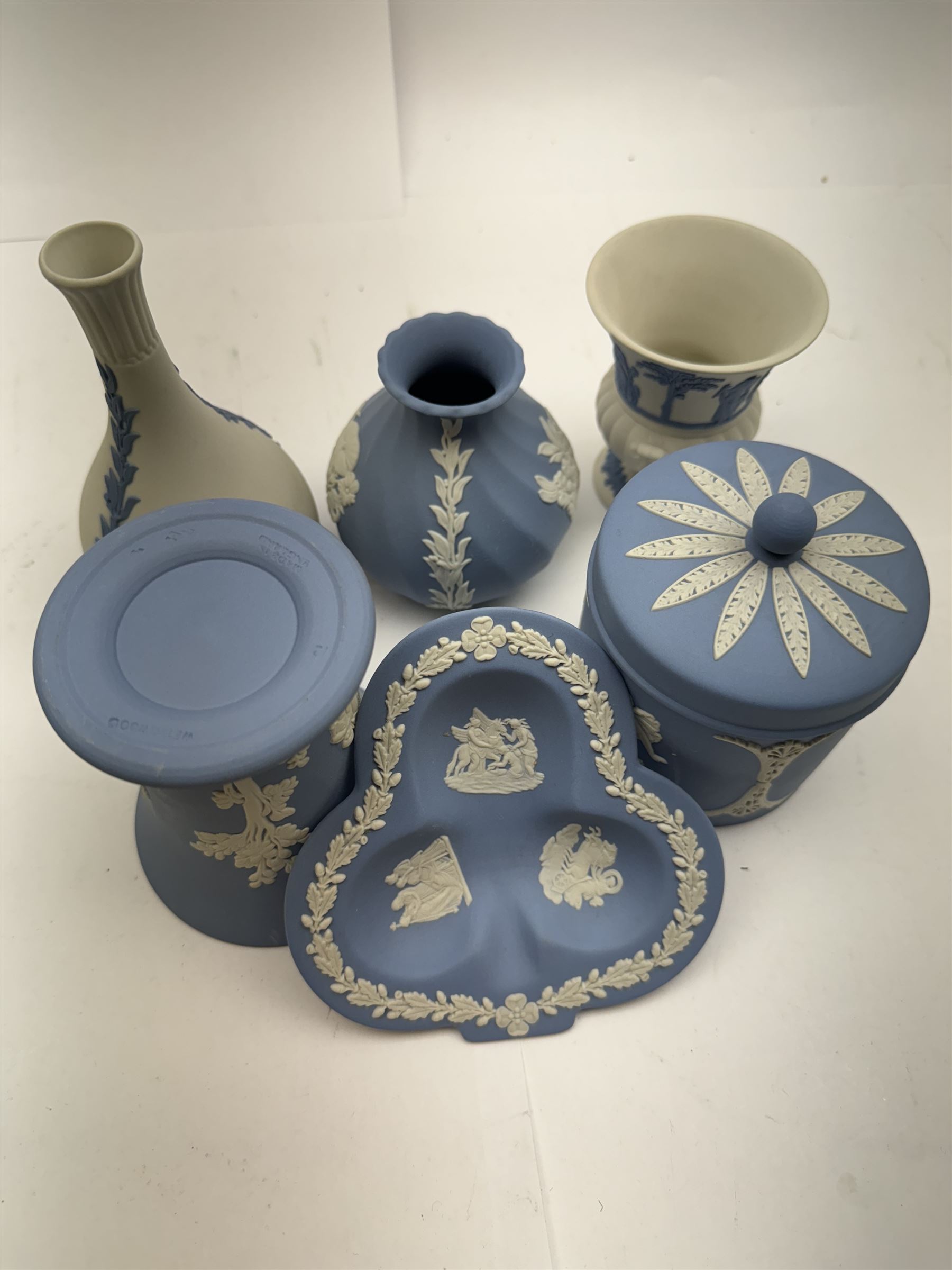 Wedgwood Jasperware including jugs, trinket dishes plates, vases etc    