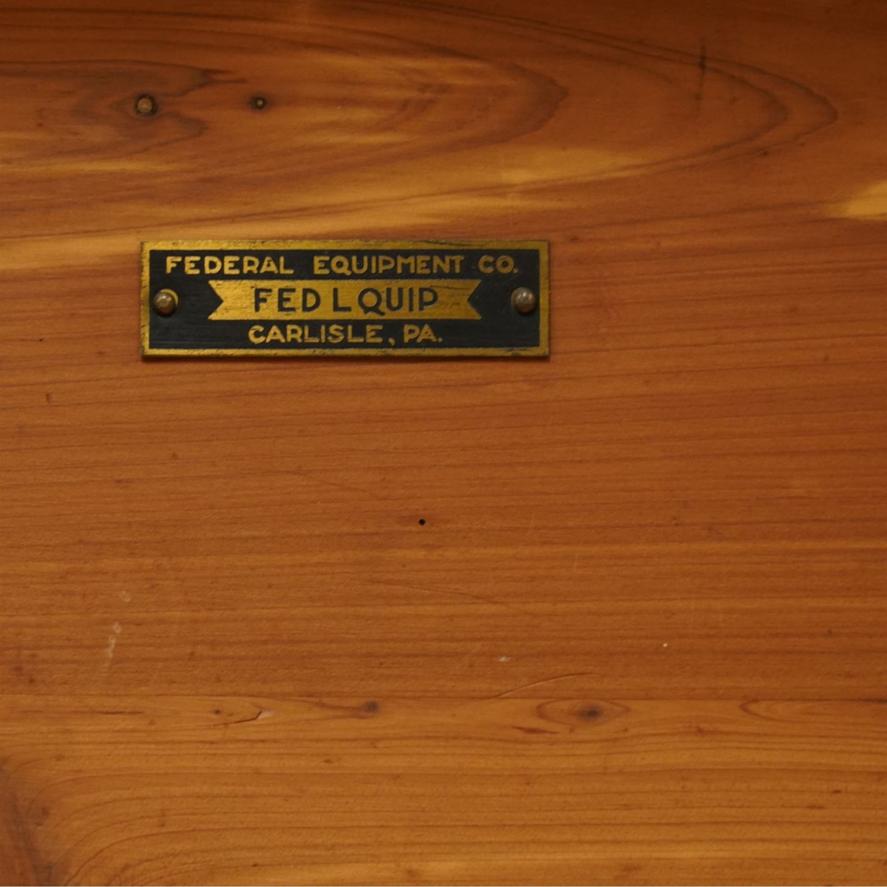 20th century American pine blanket chest, raised on bracket feet, makers label to interior