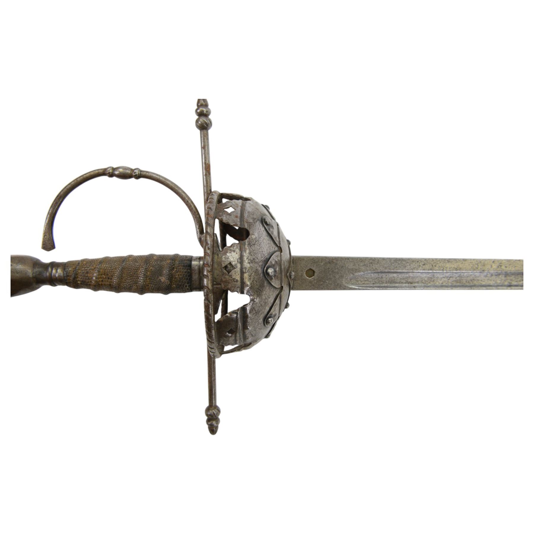 Spanish cup hilt officers sword, with 84cm single edge blade, with priced cup guard, overall L108cm 