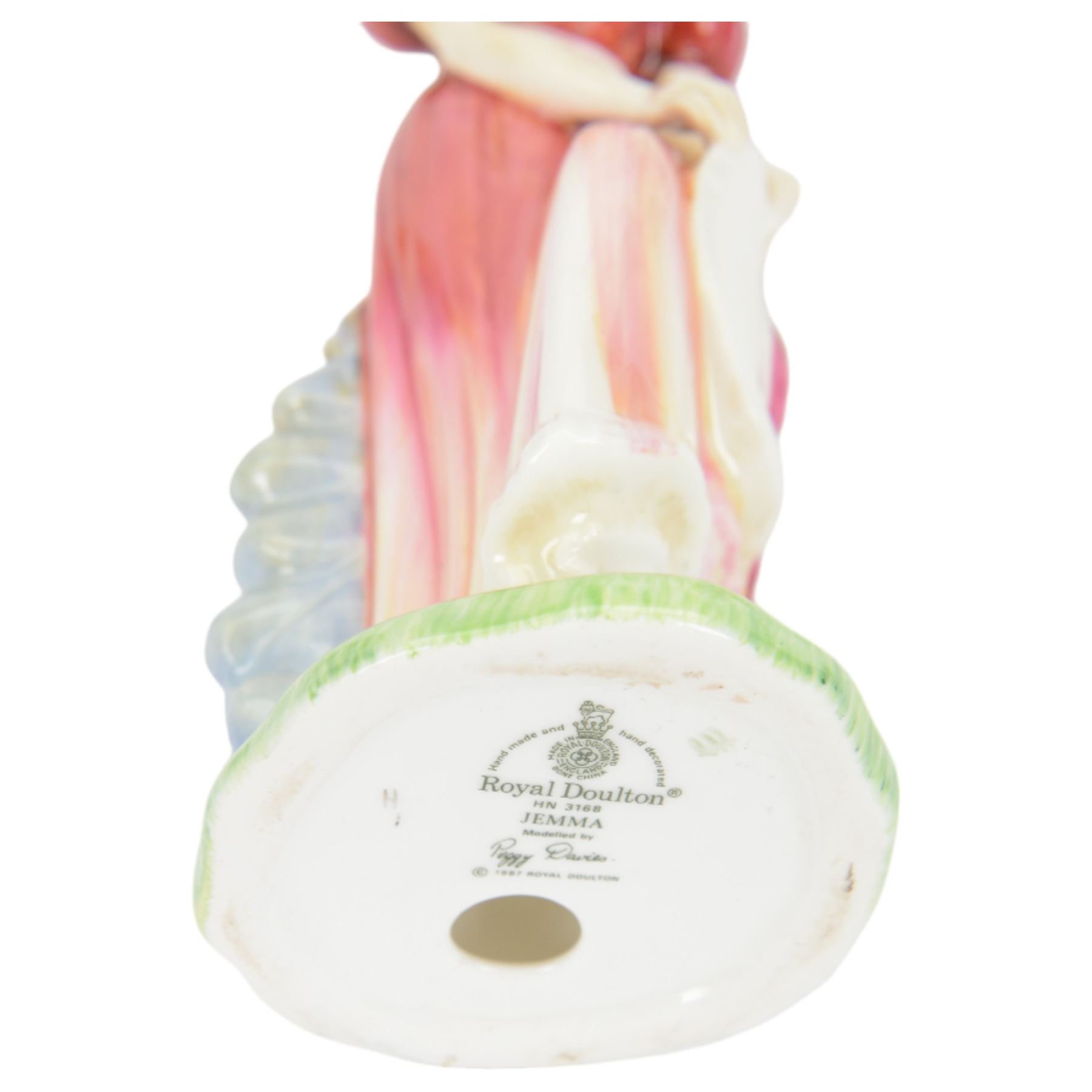 Five Royal Doulton figures, comprising Balloon Girl HN2818, The Rag Doll Seller HN2944, Silk and Ribbon HN2017, Good Day Sir HN2896 and Jemma HN 3168