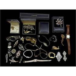 Silver Rennie Mackintosh brooch, costume jewellery inlcuding brooches, necklace and earrin...