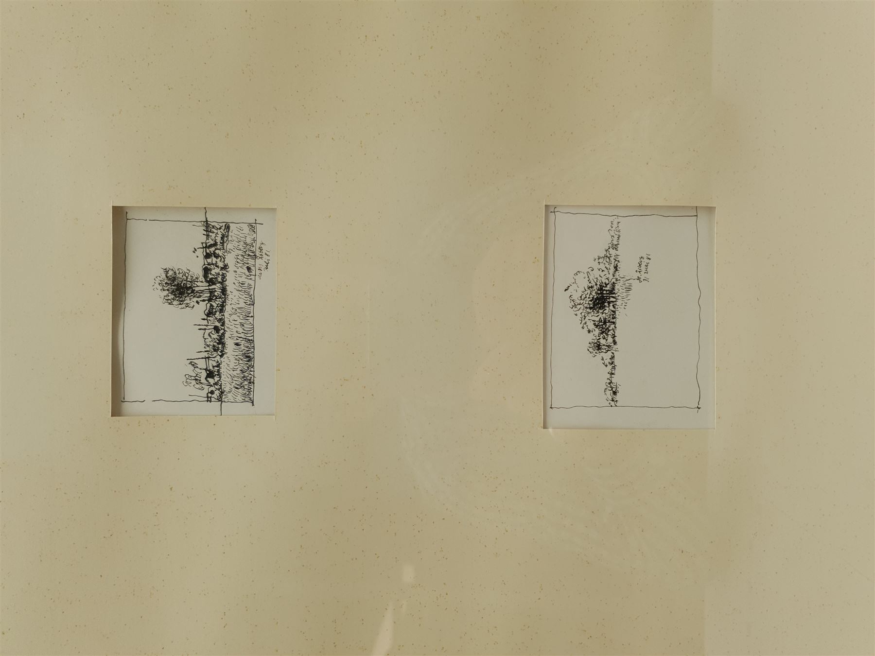 Hans Åsberg (Swedish 1932-): Landscape Sketches, set six miniature pen and inks framed as three signed and dated '81, max 9cm x 14cm (3)