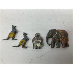 Collection of twenty-two Britains Cadbury's Cococubs play worn lead painted figures to include Mr Pie Porker, Mrs Pie Porker, Tiny Tusks, Captain Kangaroo, Granny Owl and others, Britains Snow White and Doc lead figures and other painted lead figures (30)