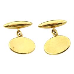 Pair of early 20th century 18ct gold cufflinks, stamped 18, retailed by Richard Smith & Son Ltd, Scarborough, cased