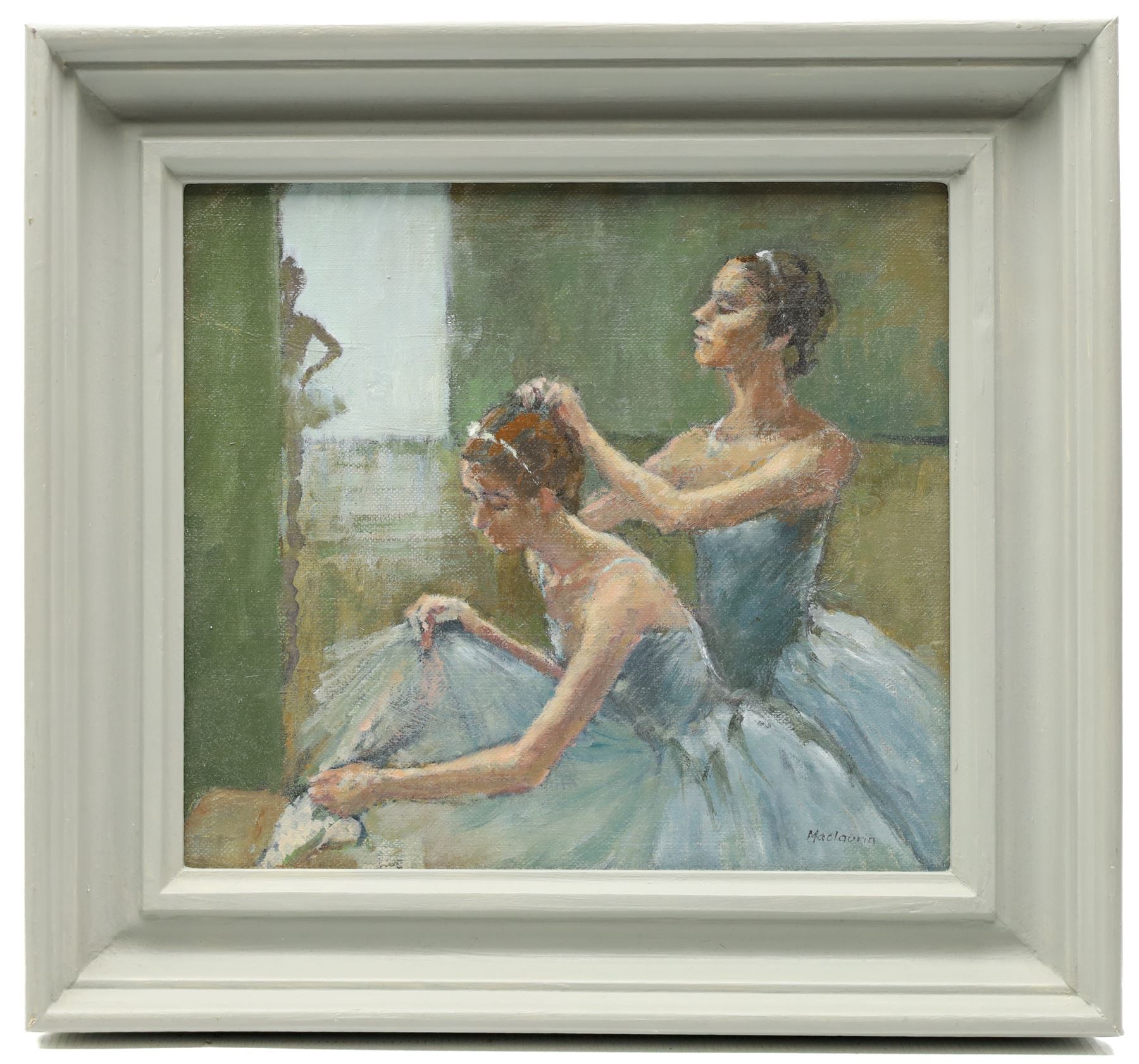 Pat Maclaurin (British 1933-2022): 'A Helping Hand', oil on canvas board signed, titled verso 23.5cm x 26cm