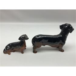 Beswick dachshund, model no 1460, together with Royal Doulton dachshund figure 