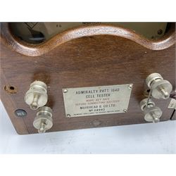 Admiralty Patt. 1640 Cell Tester by Muirhead & Co. Ltd. No.114993; in original teak case with inset carrying handle 17cm square H21cm