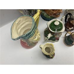 Collection of toby jugs and character jugs, to include Royal Doulton Winston Churchill and Neptune, together with Staffordshire Character Jugs examples  