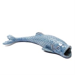 Early 20th century C H Brannam for Barum pottery wall pocket in the form of a fish, signed to base, H28cm
