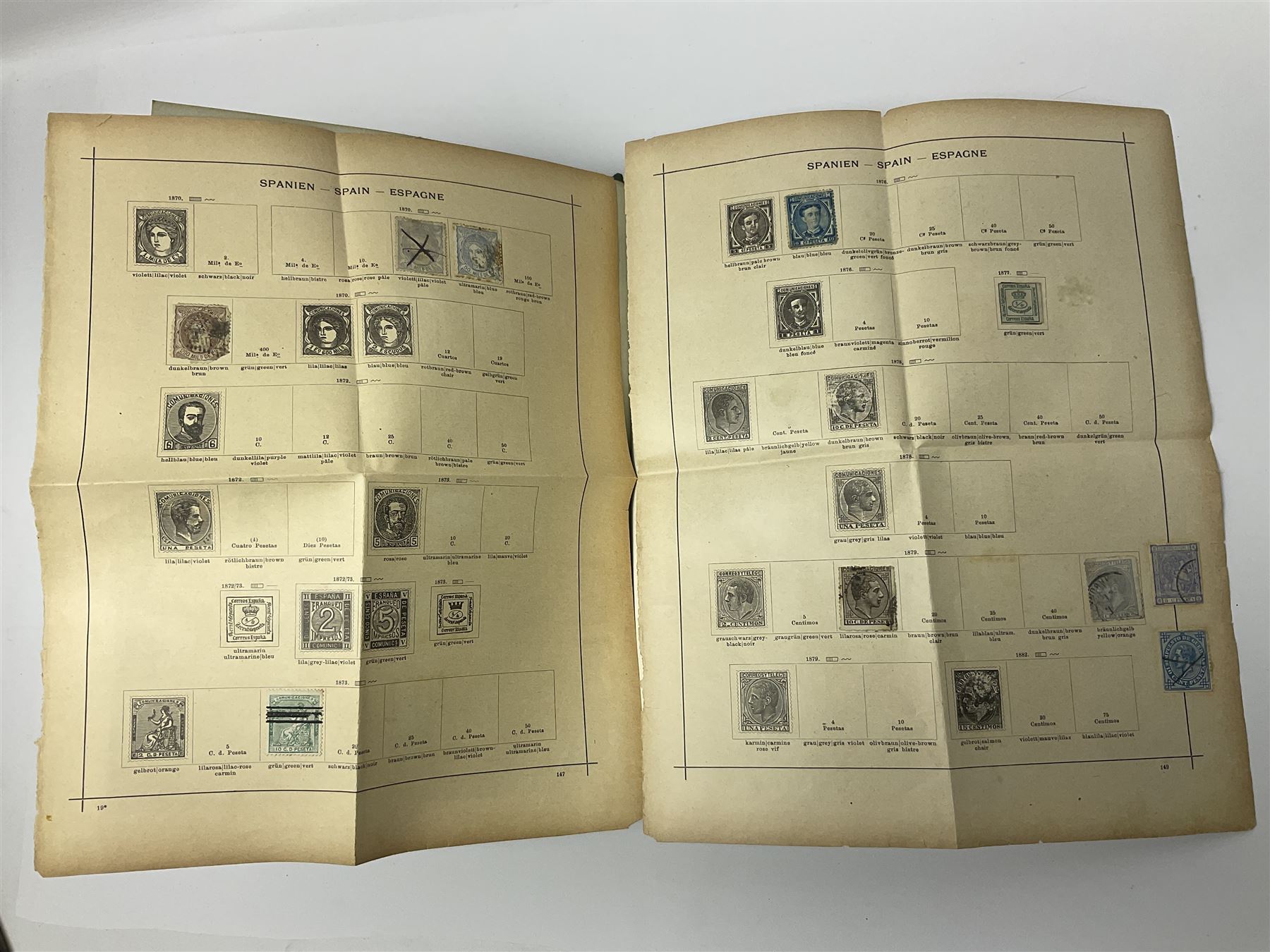 World stamps including Andorra, Austria with 1858 and later issues, Belgium with imperfs and later, Belgium, Cuba, Czechoslovakia, Denmark, Ireland, France, Germany with Hamburg, Lubeck, Oldenburg, Saxony etc, Greece, Hungary, the Netherlands, Spain etc, housed in two albums 