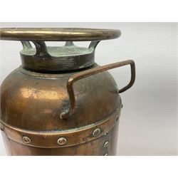 Early 20th century copper and brass Rex fire extinguisher, H55.5cm