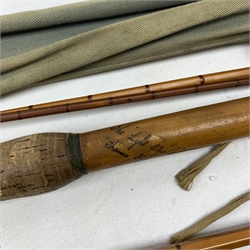 Three, three sectional cane rods including 'The Lightweight Thames Style' etc