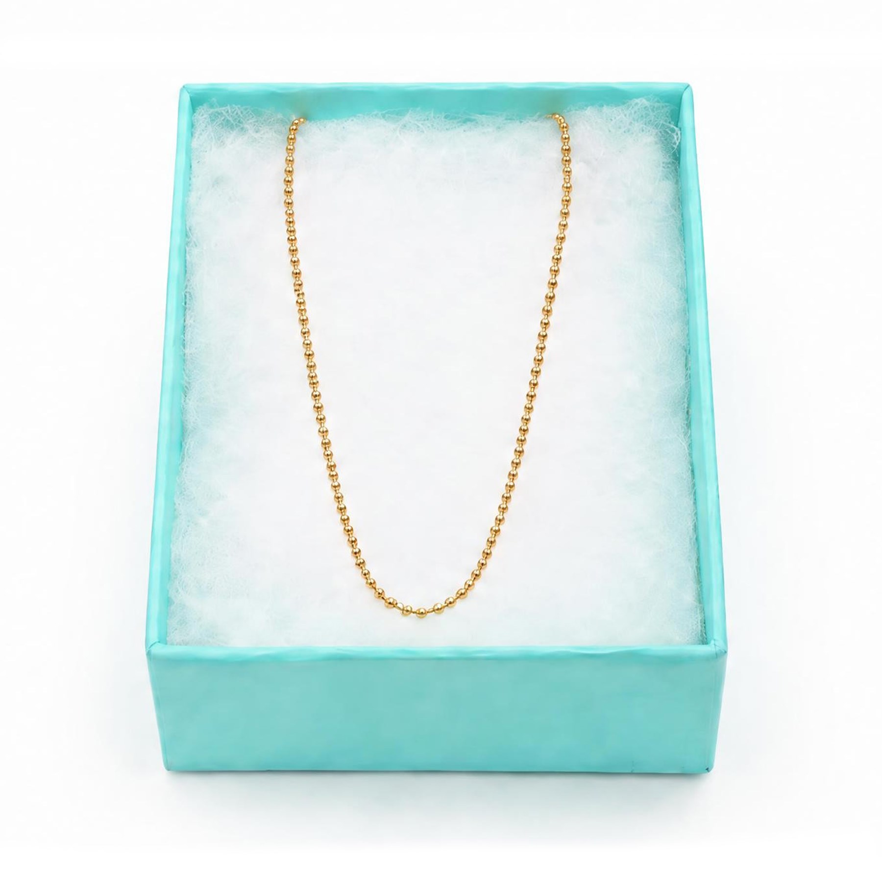 Tiffany & Co. 18ct gold fine bead link chain necklace, London 2014, boxed