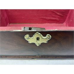 Edwardian inlaid mahogany tea tray, of oval form with shaped gallery and twin brass handles, L62.5cm, together with a George III mahogany tea caddy, L23.5cm, (2)