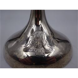 Early 20th century silver epergne, with four fluted branches, upon a weighted domed circular foot, engraved foot with monogram date 1887-1912, hallmarked Colen Hewer Cheshire, Chester 1910, H39.2cm