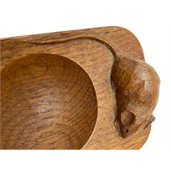 Mouseman - oak ashtray, canted rectangular form with carved mouse signature, by the workshop of Robert Thompson, Kilburn, L10cm 