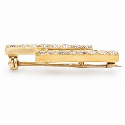 19th / early 20th century 18ct gold diamond brooch, two rows set each set with nine old cut diamonds, total diamond weight approx 0.90 carat