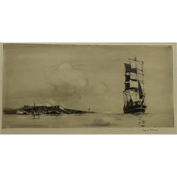 Frank Henry Mason (Staithes Group 1875-1965): 'Catspaws off the Land' and 'Parting with the Tug', pair drypoint etchings signed in pencil with Fine Art Trade Guild blindstamps, No.s 7 and 8, 19cm x 37cm (2)
