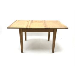 Light oak extending dining table, square tapering 
