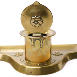Albert Edward Jones (1878-1954) Arts & Crafts period brass inkwell, W21cm