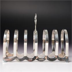 Silver six division toast rack with loop handle Birmingham 1933 Maker William Suckling Ltd