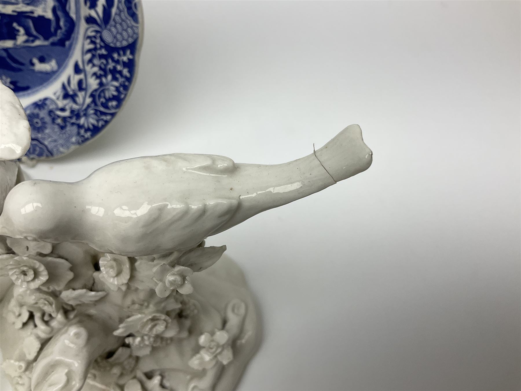 Royal Crown Derby Brocade pattern jug and sugar bowl, together with a similar gilt floral pattern bowl, three graduating Staffordshire style pearlware cottage jugs, Leeds Pottery model cottage and other ceramics and glassware, etc