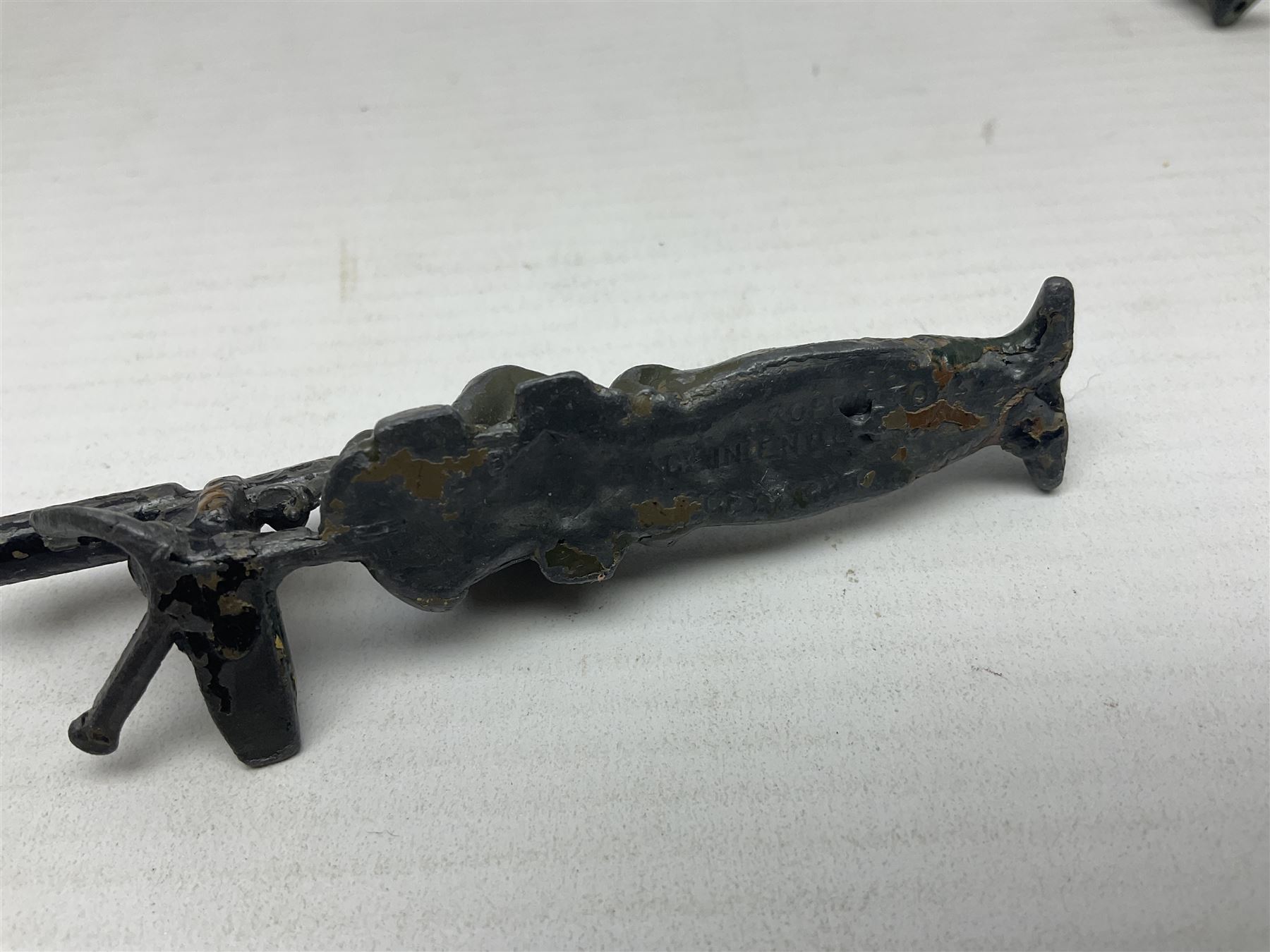 Various makers - unboxed and playworn die-cast models including Dinky Thornycroft Mighty Antar Tank Transporter No.660 and Centurion Tank No.651, other military and farm vehicles; and quantity of loose plastic soldiers and other figures by Crescent, Britains etc