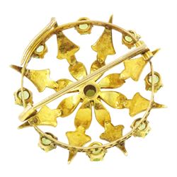 Early 20th century 9ct gold peridot and split pearl pendant / brooch