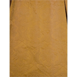  Pair thermal lined curtains, gold embossed floral pattern fabric, with pelmet, W340cm, D230cm  