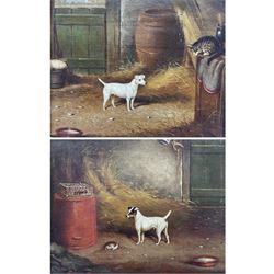 William Eddowes Turner (British 1836-1904): 'Lille' and 'Buffett' - Champion Fox Terriers, pair oils on canvas signed , titled and dated 1874 verso 18cm x 23cm (2)
