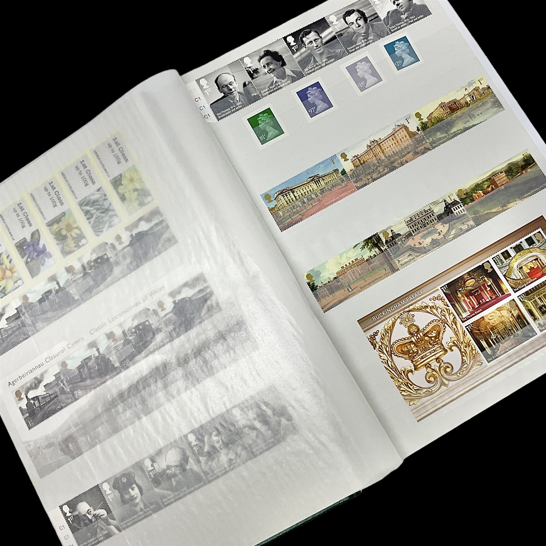 Queen Elizabeth II mint decimal stamps,  housed in stock book folder, face value of usable postage approximately 1160 GBP