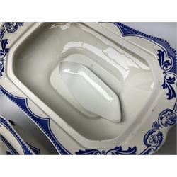 Burgess and Leigh Middleport pottery dinner wares decorated in the ‘Milford’ pattern, to include lidded tureens, graduated meat plates, dinner plates etc 