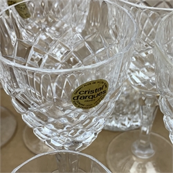 A large quantity of cut lead crystal drinking glasses, to include a number of sets of six, including tumblers, flutes, brady balloons, liquor glasses, etc. 