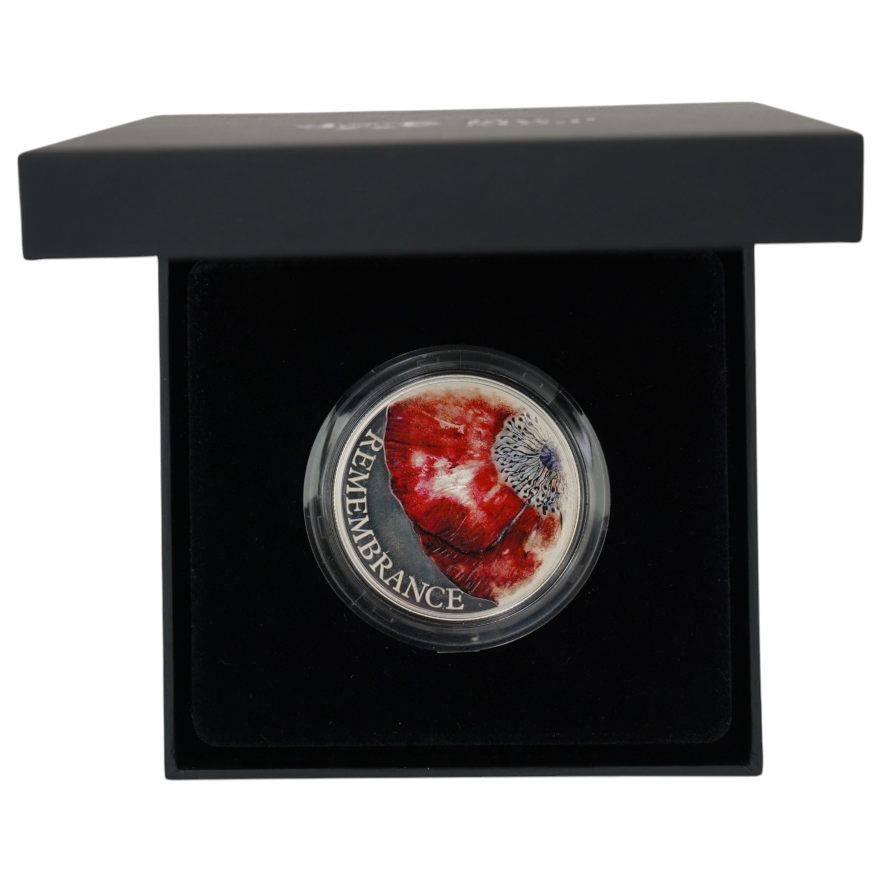 Five The Royal Mint United Kingdom silver proof coins, comprising 2017 one ounce Britannia, 2017 '100th Anniversary of the First World War' piedfort two pound, 2018 'Remembrance Day' piedfort five pound, 2019 'Remembrance Day' piedfort five pound, and 2019 'Wallace & Gromit' fifty pence