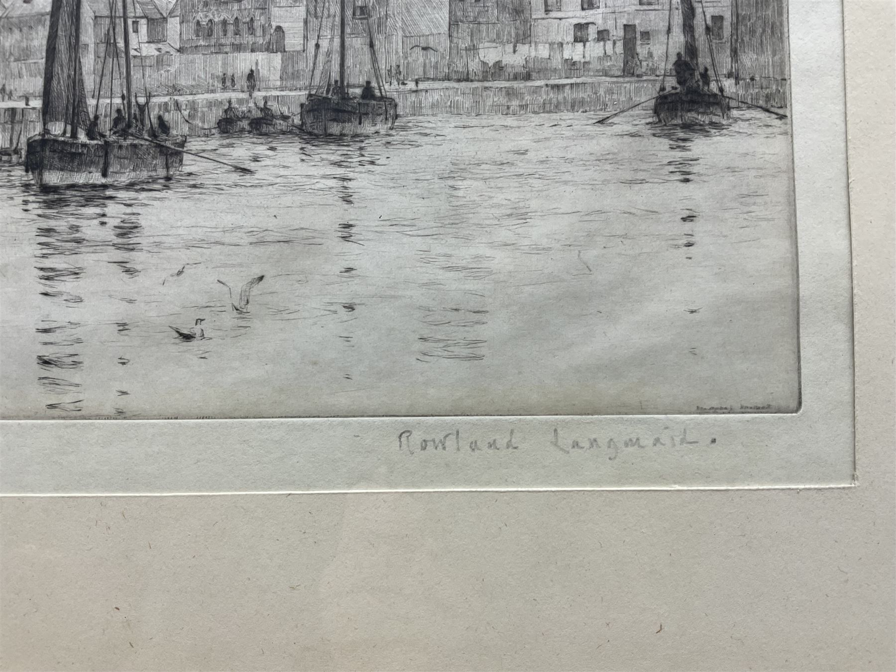 Rowland Langmaid (British 1897-1956): Whitby Harbour, etching signed in pencil 18cm x 25cm 