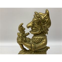 Pair of brass door stops, modelled as Punch and Judy, tallest H29.5cm
